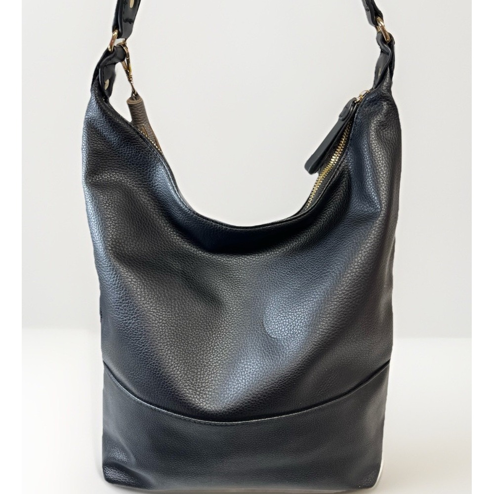 Adrienne Vittadini Faux Leather Hobo Shoulder Bag Purse Handbag Fringe Tassel - Picture 6 of 12